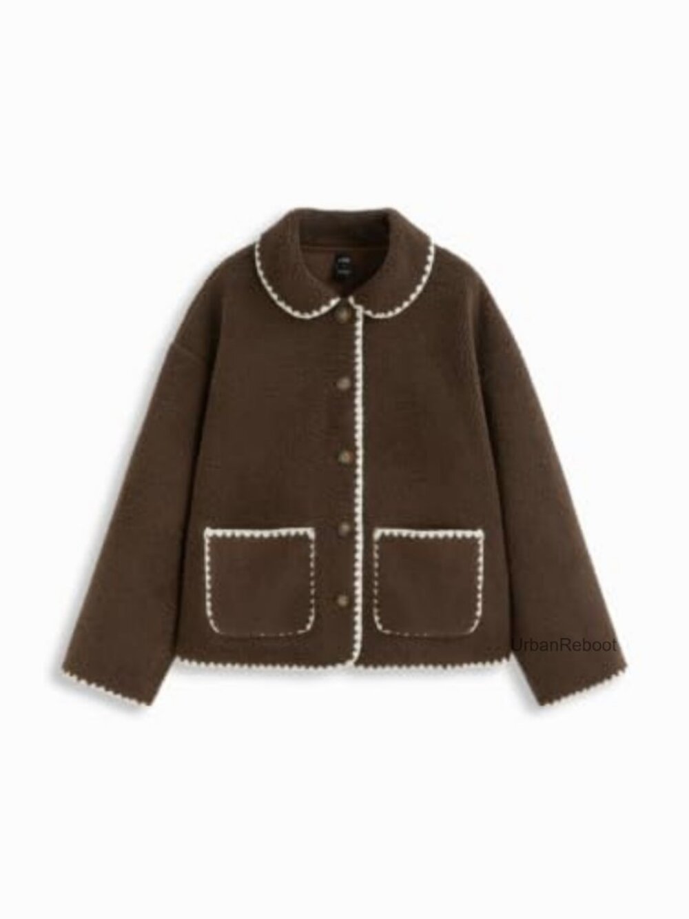 Sherpa Fleece Long Sleeve Button Down Collared Jacket